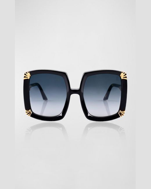 Anna Karin Karlsson Brown Strawberry Moon Square Acetate & -Plated Steel Sunglasses