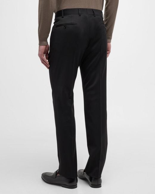 Emporio Armani Gray Basic Flat-front Wool Trousers for men