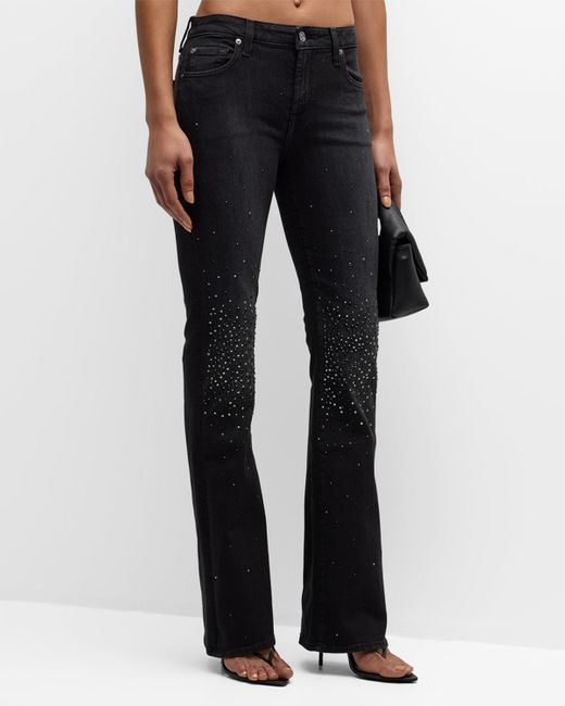 7 For All Mankind Blue Tailorless Bootcut Jeans With Crystals