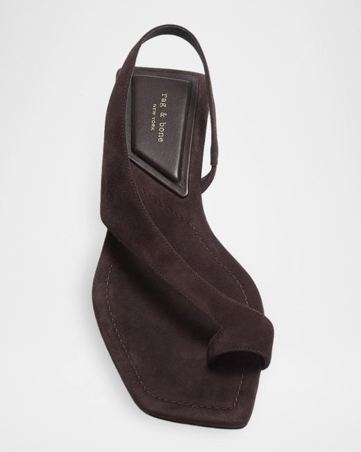 Rag & Bone Brown Liv Suede Flat Toe-Ring Sandals