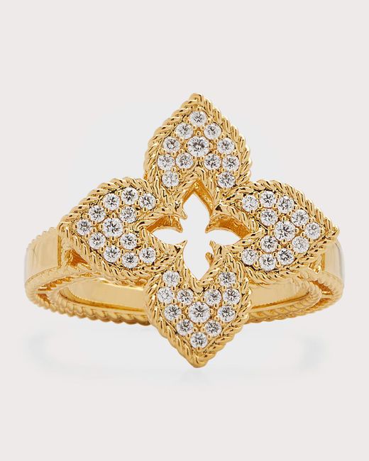 Roberto Coin Metallic Venetian Princess 18k Yellow Gold Diamond Ring, Size 6.5