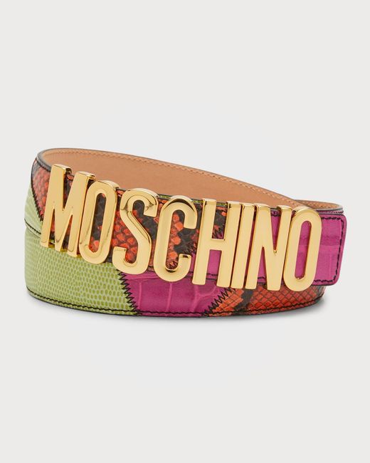 Moschino Multicolor Patchwork Leather Belt for men