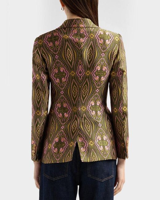 Etro Brown Single-Breasted Jacquard Tailored Jacket