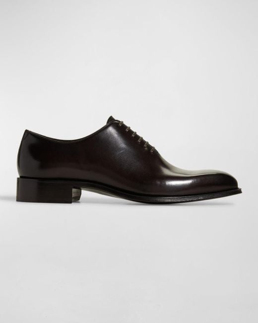 Tom Ford Claydon Burnished Leather Oxfords in Black for Men | Lyst