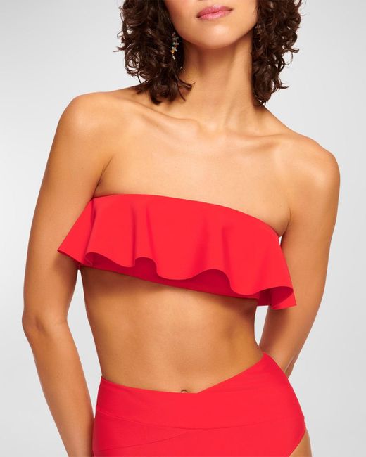 Ramy Brook Red Cecile Bandeau Bikini Top
