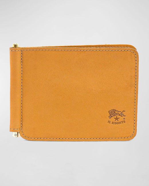 Il Bisonte Natural Leather Bifold Wallet W/ Money Clip for men