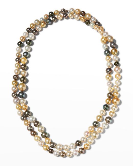 Belpearl Metallic 18k Long Multicolor Pearl Necklace, 50"l