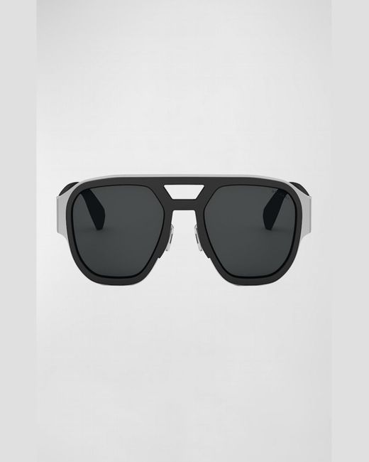 BVLGARI Black Aluminum Pilot Sunglasses for men