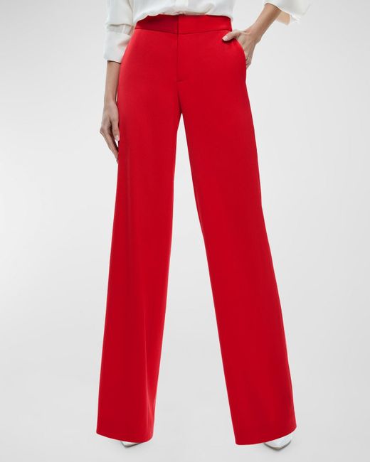 Alice + Olivia Red Calvin High-Rise Wide-Leg Baggy Trousers