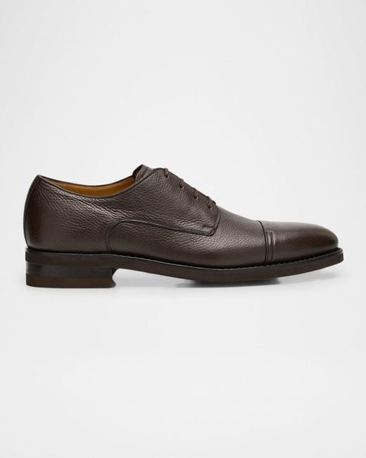 Bally Brown Scrivas Leather Cap-Toe Derby Shoes for men