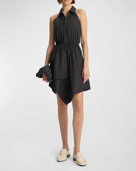 A.L.C. Black Aria Sleeveless Button-Front A-Line Mini Dress