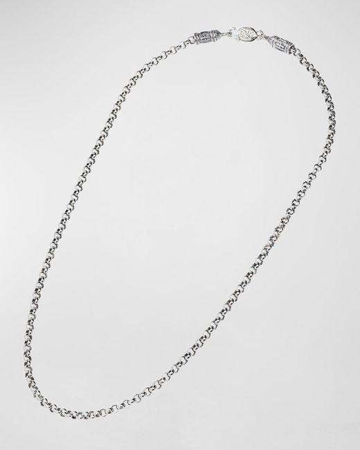 Konstantino White Sterling Silver Cable Chain Necklace, 22"l for men
