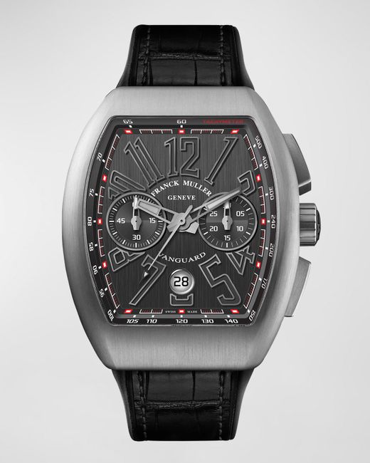 Franck Muller Gray 45mm Vanguard Chronograph Watch With Black Alligator Strap for men