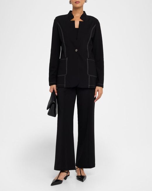Misook Black Single-Button Ponte Blazer