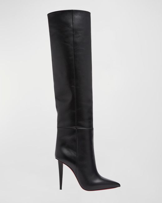 Christian Louboutin Black Astrilarge Botta Sole Two-Tone Leather Knee-High Boots