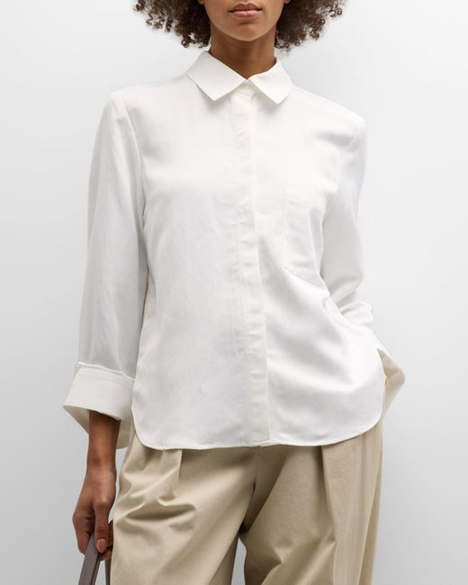 Twp White Boyfriend Button-Front Cotton Shirt