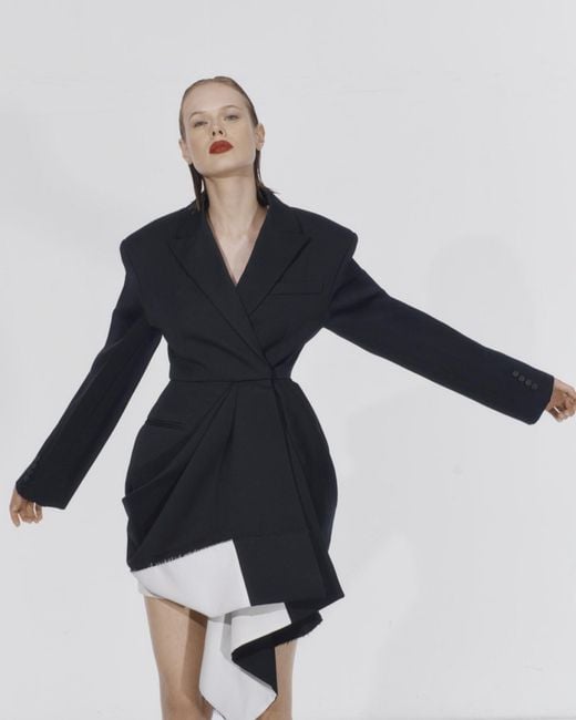 Givenchy Black Draped Grain De Poudre Double-Breasted Jacket