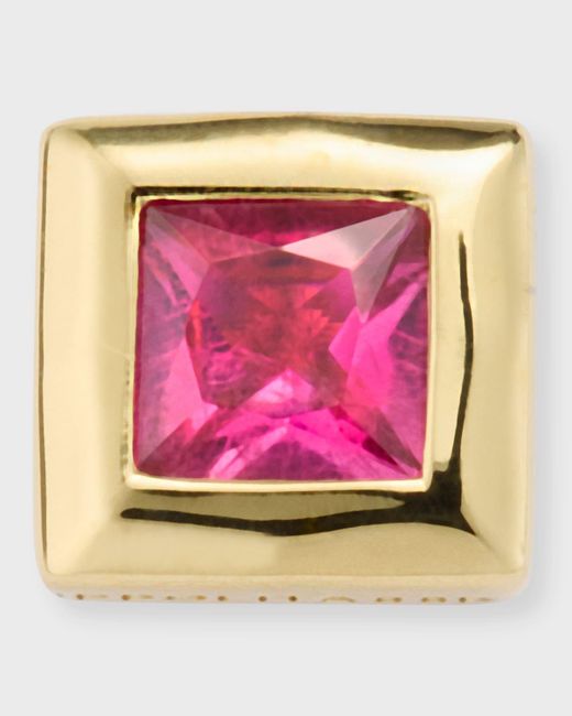 Ippolita Pink 18k Rock Candy Caramella Square Stud Earring In Rubellite, Single