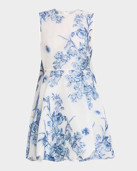 Lela Rose Wateau Floral Fil Coupe Bubble Mini Dress in Blue | Lyst