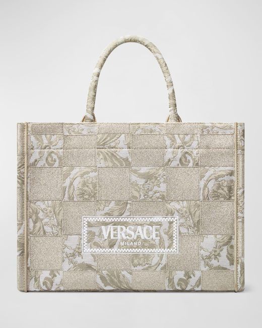 Versace Gray La Medusa Large Patchwork Barocco Tote Bag