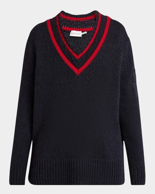 Moncler Blue V-Neck Sweater