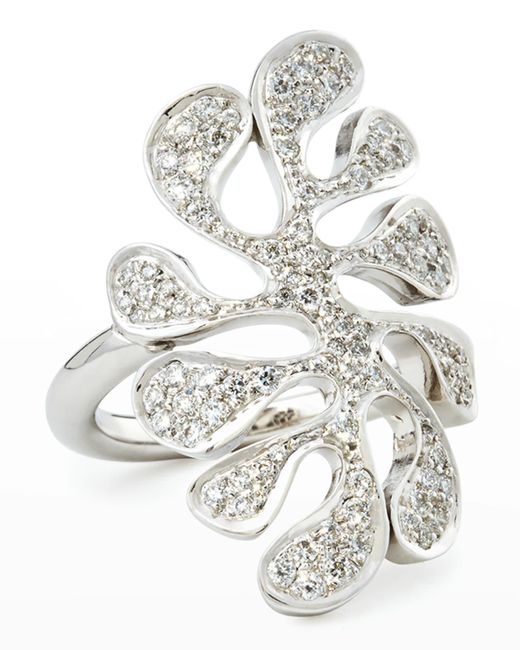 Miseno Sealeaf Collection 18k White Gold Diamond Ring, Size 6.5