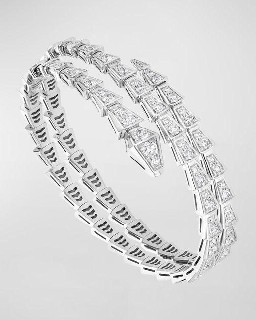 BVLGARI Serpenti Viper 2-coil Bracelet In 18k White Gold And Diamonds, Size S