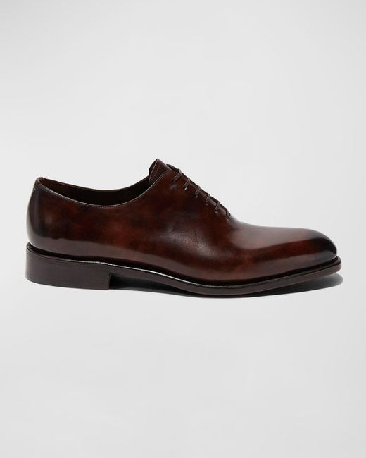 Ferragamo Brown Angiolo Tramezza Whole-cut Leather Lace-up Shoes for men