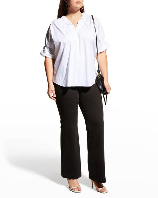 Finley White Plus Size Crosby Solid Ruffle Shirt
