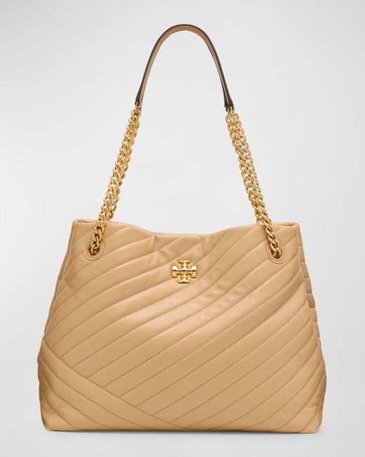 Tory Burch Natural Kira Chevron-Quilted Leather Tote Bag