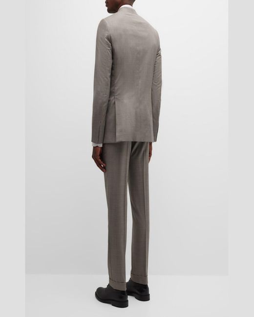 Brioni Gray Wool Sharkskin Suit for men