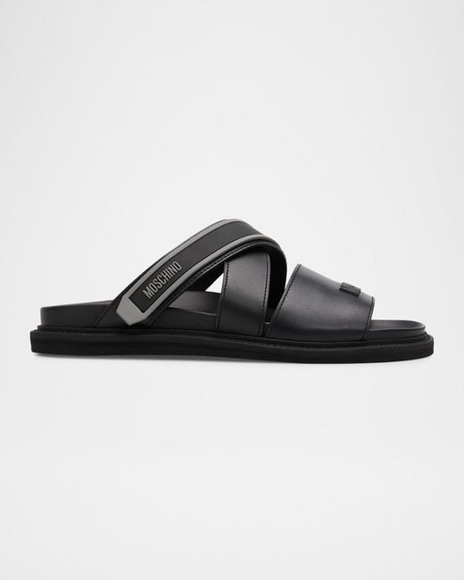 Moschino Men's Black Apos;S Leather Slides