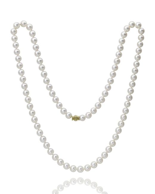 Assael White 32" Akoya Cultured 8.5mm Pearl Necklace With Yellow Gold Clasp