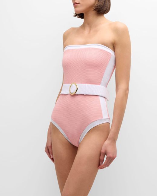 Alexandra Miro Pink Whitney Strapless One-Piece Swimsuit