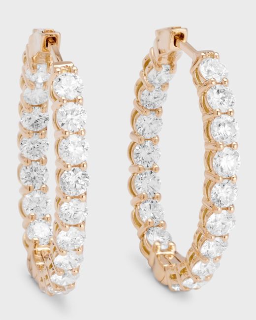 Neiman Marcus Natural 18k Yellow Gold Diamond Oval Hoop Earrings, 5.1tcw