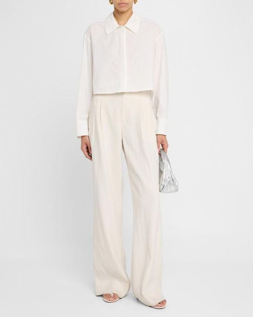 A.L.C. White Maude Cropped Button-Front Top