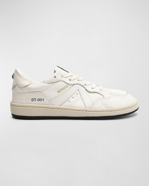 SCHUTZ SHOES White Mixed Leather Low-top Sneakers