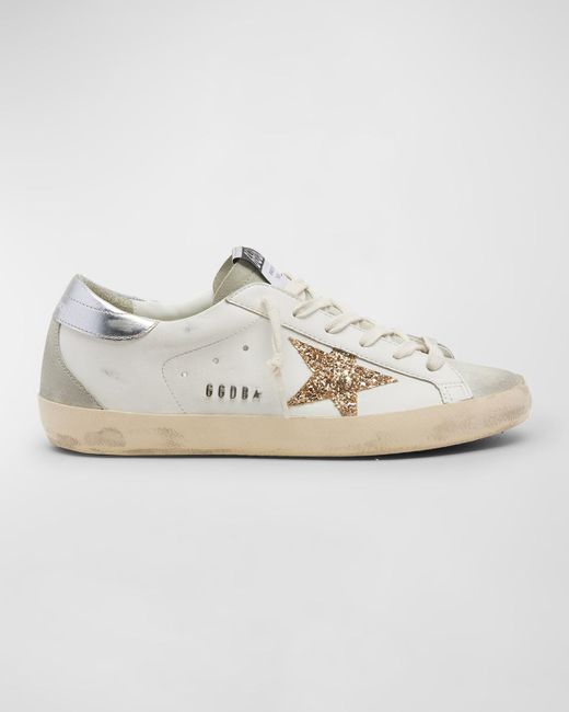 Golden Goose Deluxe Brand White Superstar Leather Glitter Low-top Sneakers