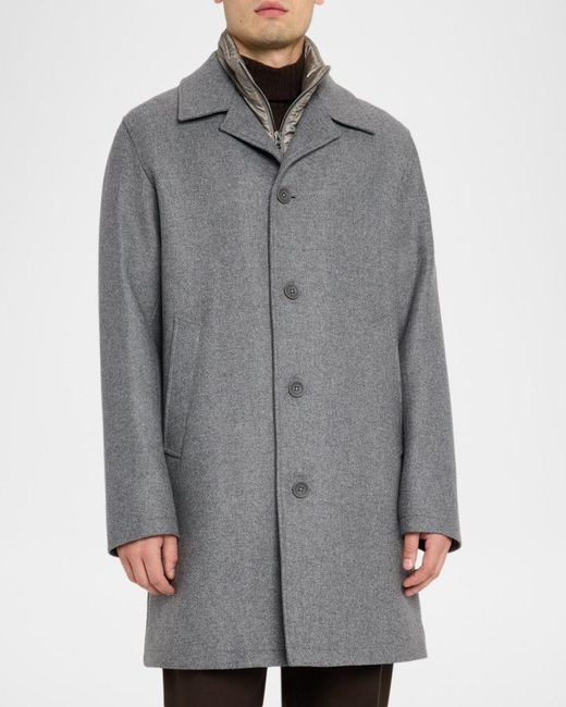 Herno Gray Apos;S Wool Car Coat With Bib for men