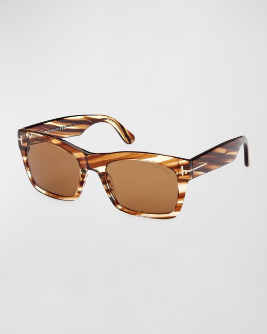 Tom Ford Brown Nico-02 T-hinge Acetate Square Sunglasses for men