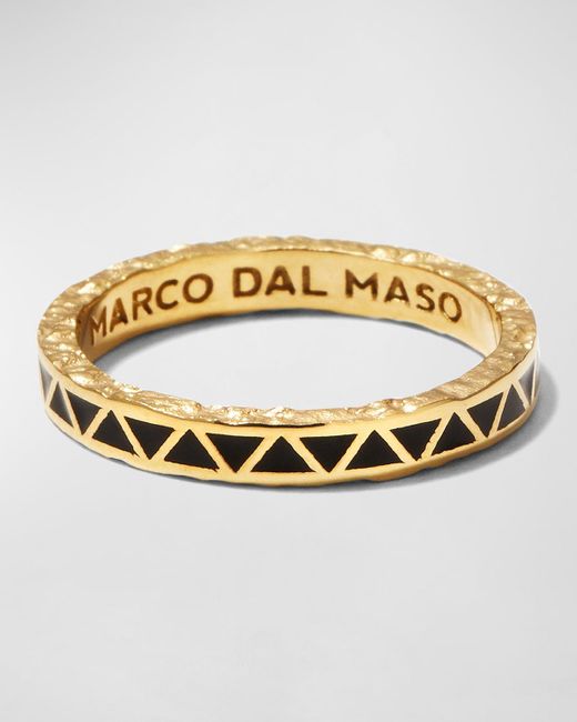 MARCO DAL MASO Metallic Yellow Gold Manawa Black Enamel Thin Band Ring for men