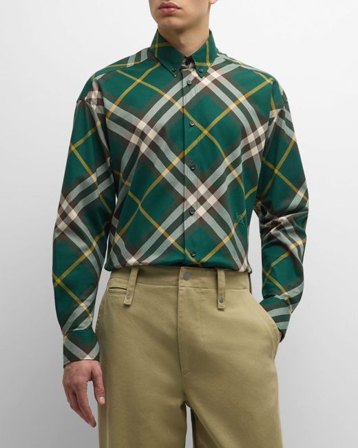 Burberry Green Button-Down Shirt for men