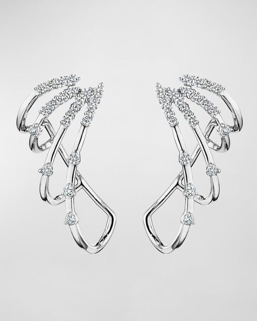 Hueb Metallic 18k Luminus White Gold Cage Earrings With Vs-gh Diamonds