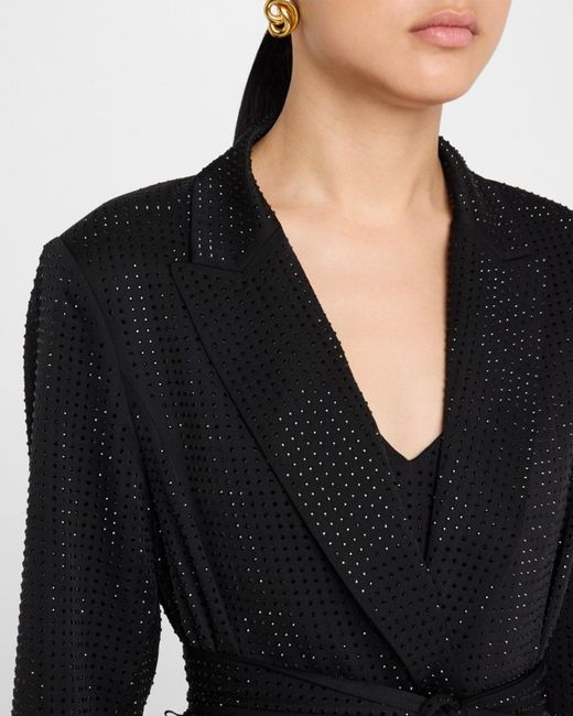 Emanuel Ungaro Black Rhinestone Wrap-Front Jacket