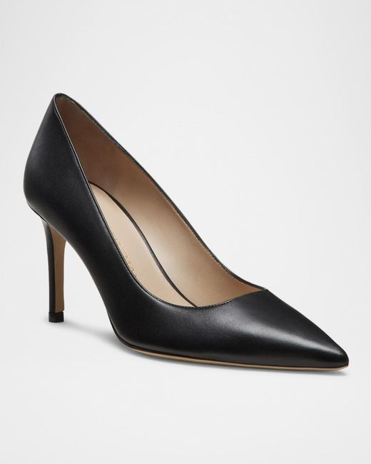 Stuart Weitzman Black Stuart Leather Stiletto Pumps