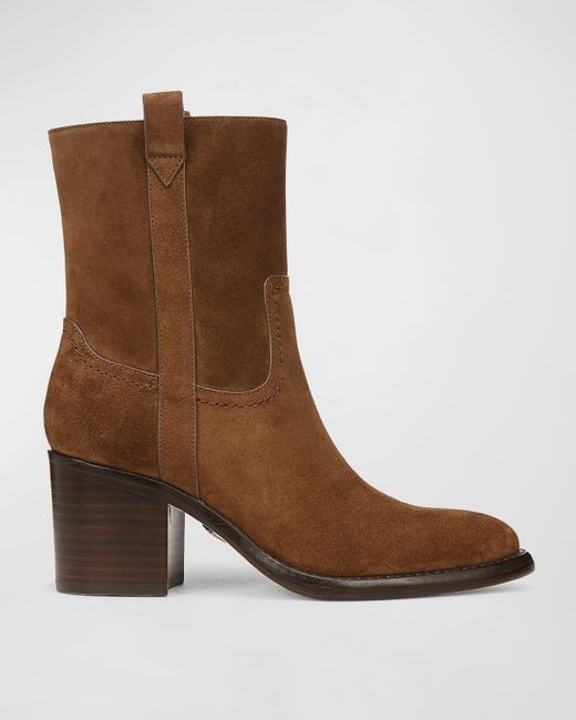 Veronica Beard Brown Carmen Suede Western Booties