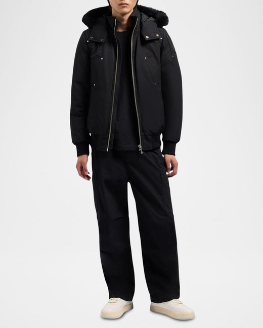 Moose Knuckles Black Apos;S Shearling Ballistic Bomber Jacket for men