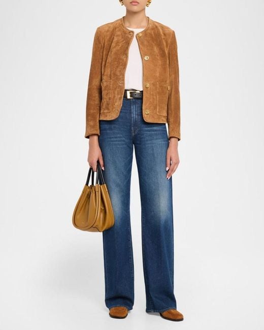 Arma Brown Sogno Button-Front Gritty Suede Jacket