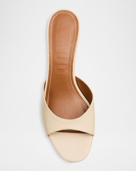 Staud White Brigitte Leather Wedge Mules