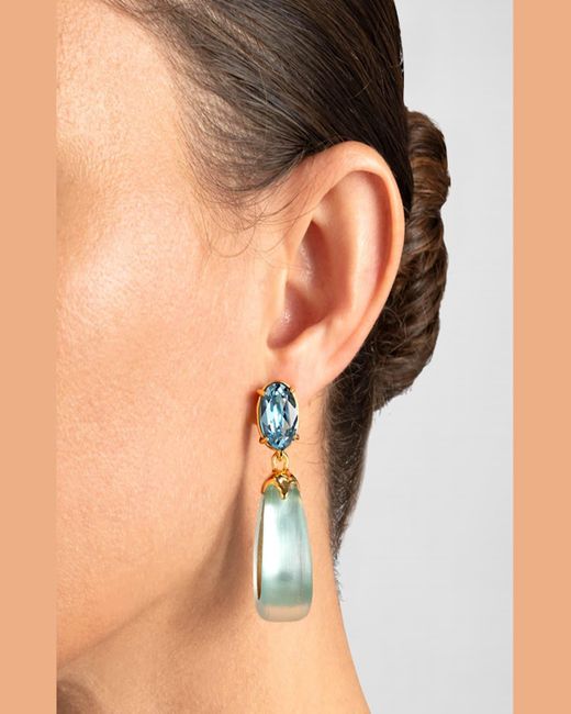 Alexis Blue Bonbon Crystal Lucite Small Teardrop Hoop Earrings